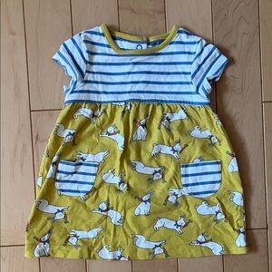 Baby Boden Blue Striped and Yellow Bunny Dress